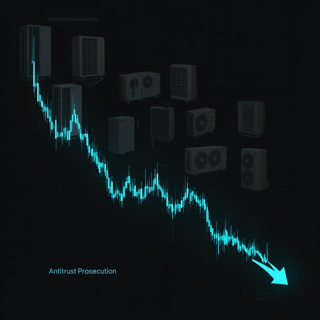 Data visualization showing HVAC equipment price decline pattern following antitrust prosecution of manufacturer cartels