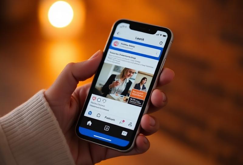 Local business owner engaging with community on Facebook mobile app