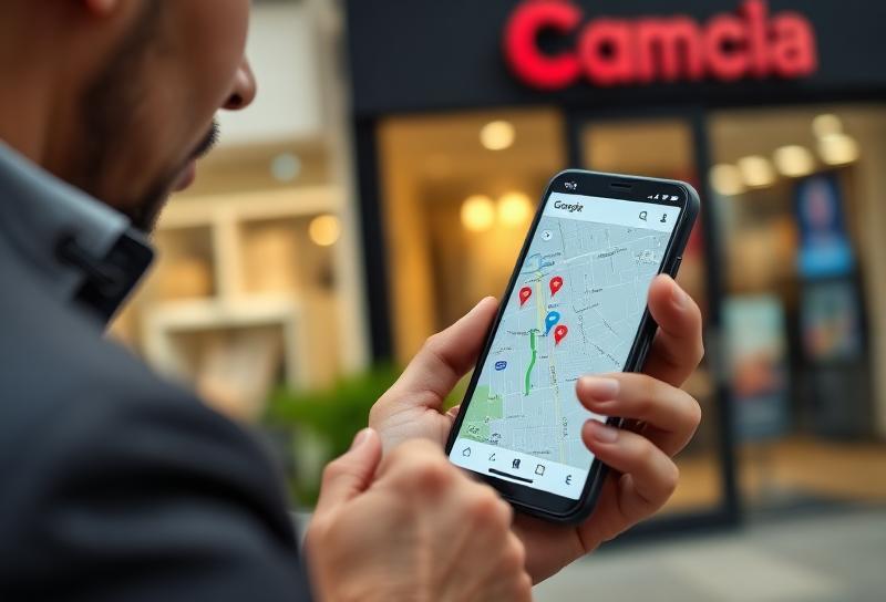Customer searching for local services on Google Maps on their smartphone