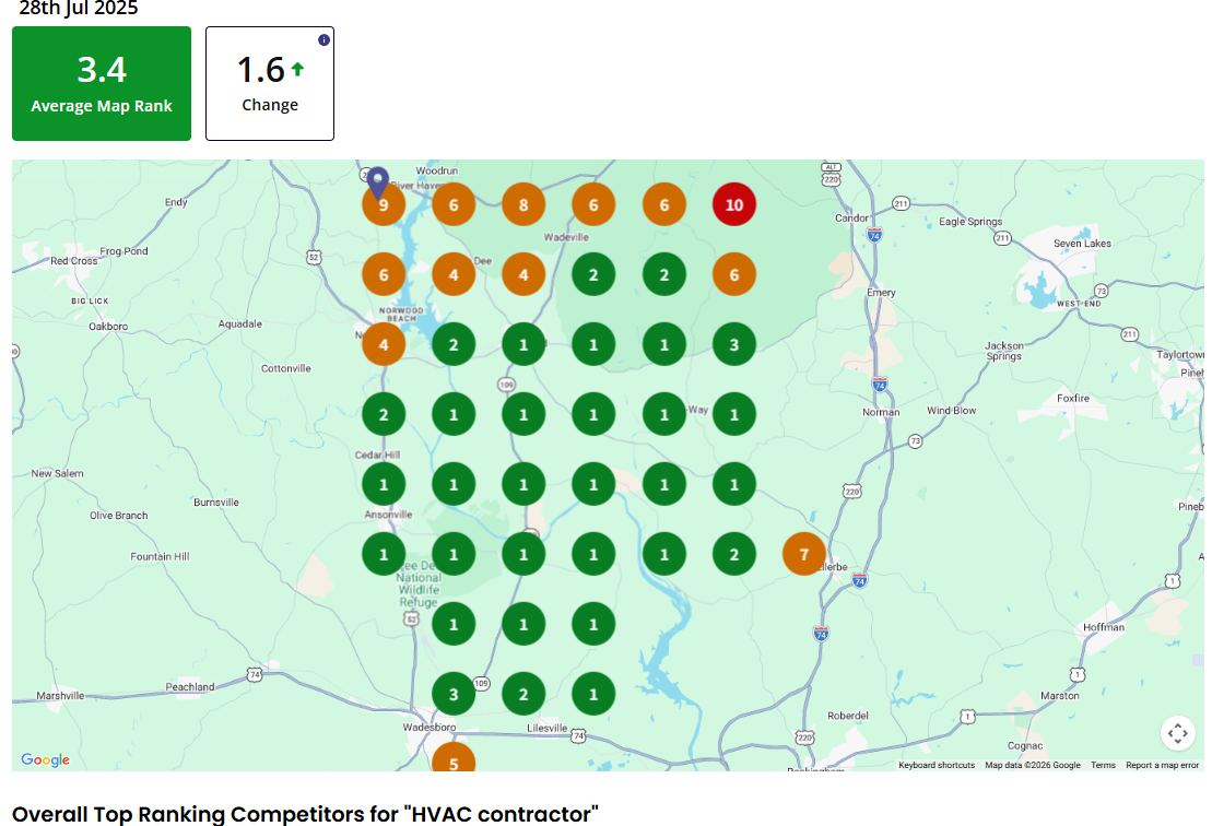 After GBP ranking for "HVAC Contractor" in HVAC Contractor, North Carolina