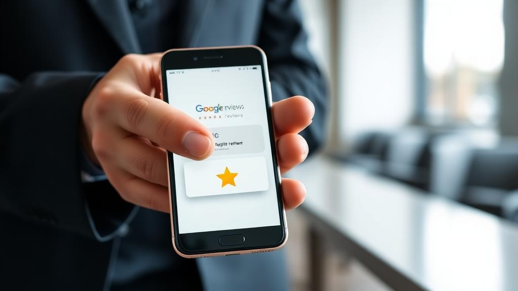 NFC tap-to-review card being used by a service technician to collect customer reviews