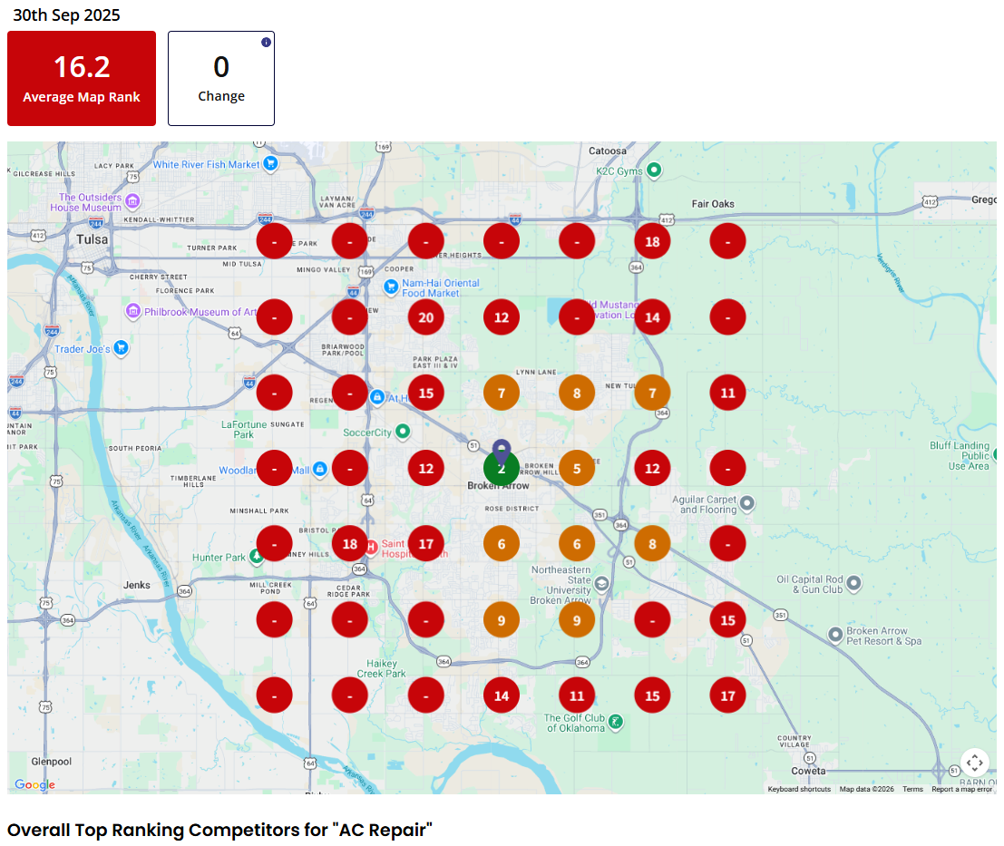 Before GBP ranking for "AC Repair" in HVAC Contractor, Oklahoma